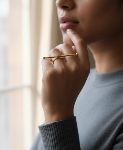 Gold Plated Minimalist Bar Ring for Women