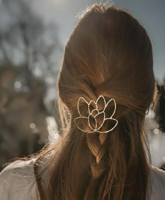 Gold Plated Floral Hair Clip for Women