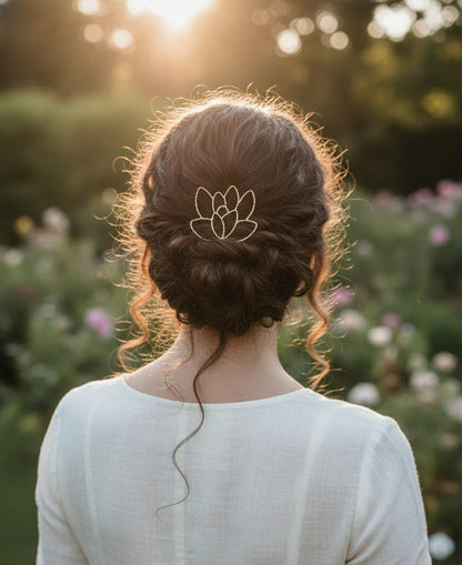 Gold Plated Floral Hair Clip for Women