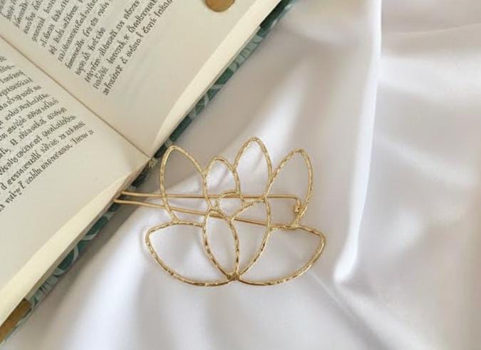 Gold Plated Floral Hair Clip for Women