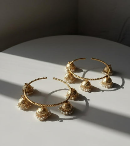 Gold Plated Pearl Ghungroo Bangle for Women