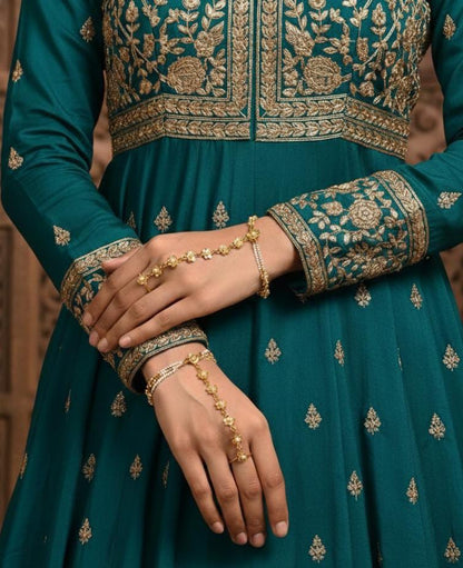 Gold Plated Pearl Haathphool Hand Harness for Women