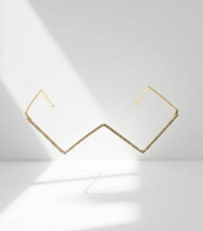 Gold Plated Crystal Face Goggle for Women | Zig Zag Face Frame Jewellery