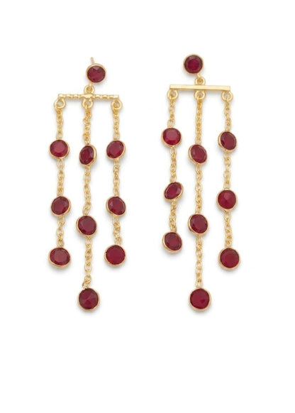 Chain Drop Stone Earrings ❤️ | Gold Plated Dangle Earrings with Multi Stone Tassels ✨ | Statement Party, Wedding Jewelry