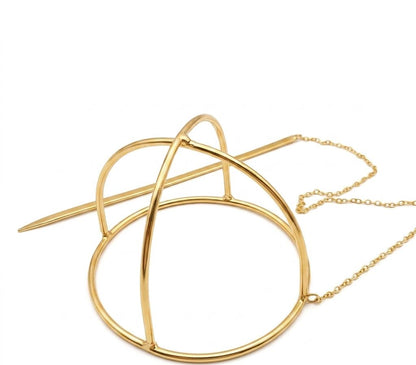 Gold Geometric Bun Hair Pin| Minimalist Hair Stick| Modern Bun Holder