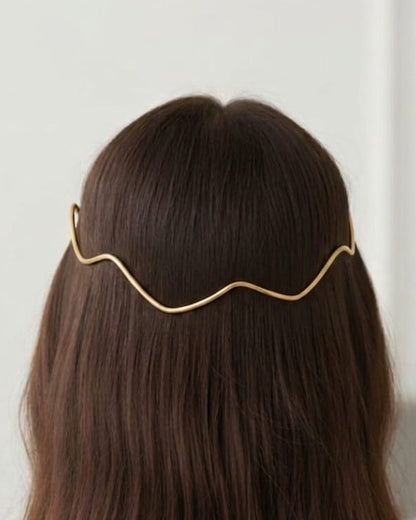 Minimalist Gold Wave Hair Barrette | Abstract Wavy Hair Clip | Modern French Hair Pin | Elegant Statement Hair Accessory for Women | Aesthetic Bridal Hairpiece