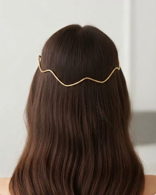 Minimalist Gold Wave Hair Barrette | Abstract Wavy Hair Clip | Modern French Hair Pin | Elegant Statement Hair Accessory for Women | Aesthetic Bridal Hairpiece