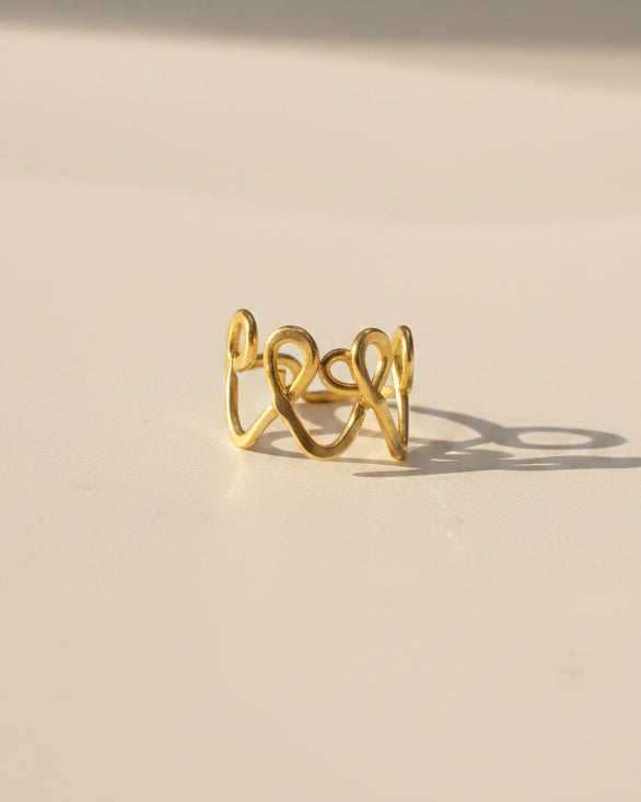 Gold Plated Abstract Wavy Ring • Modern Minimalist Zig Zag
