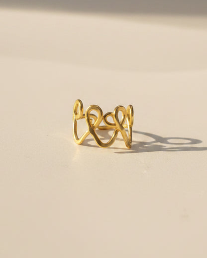 Gold Plated Abstract Wavy Ring • Modern Minimalist Zig Zag