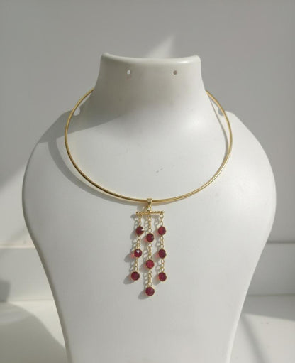 Chandelier Collar Necklace – Gold Architectural Gemstone Statement Necklace