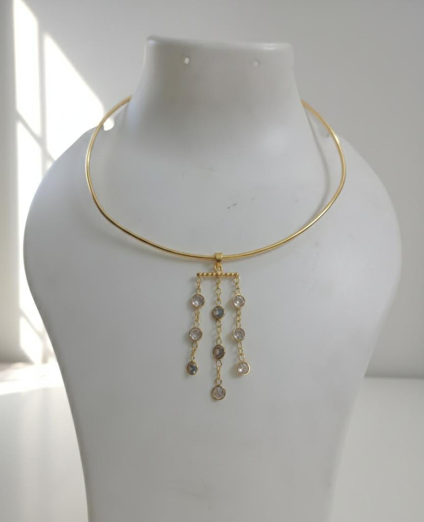 Chandelier Collar Necklace – Gold Architectural Gemstone Statement Necklace