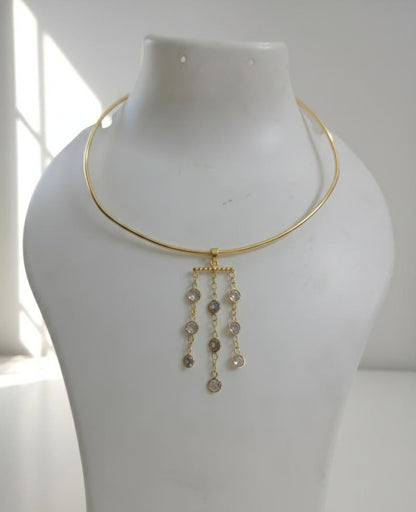 Chandelier Collar Necklace – Gold Architectural Gemstone Statement Necklace