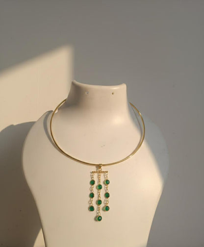 Chandelier Collar Necklace – Gold Architectural Gemstone Statement Necklace
