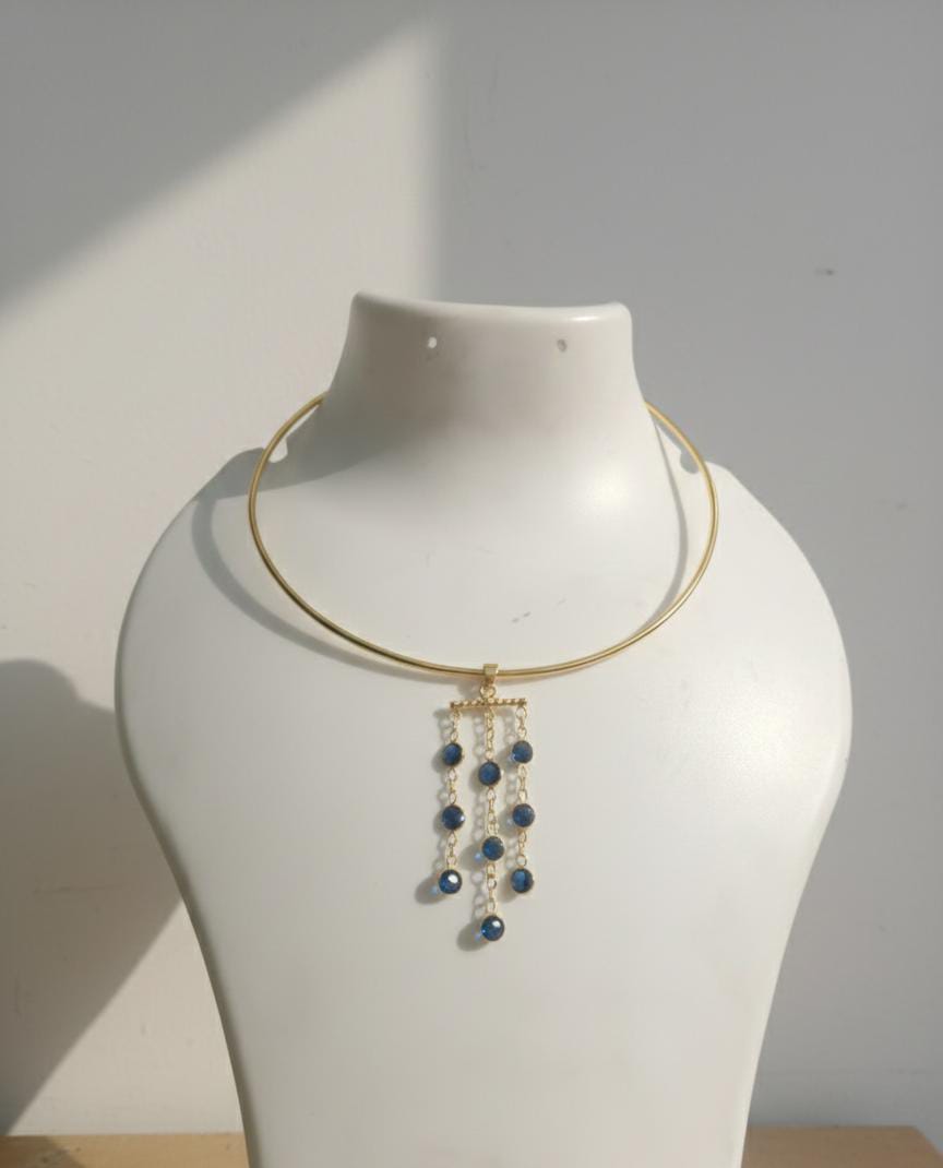 Chandelier Collar Necklace – Gold Architectural Gemstone Statement Necklace