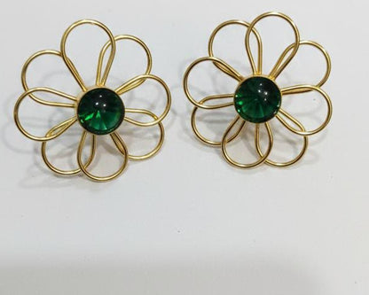 Gemstone Flower Stud Earrings – Gold Wire Petal Statement Earrings & Floral Jewelry