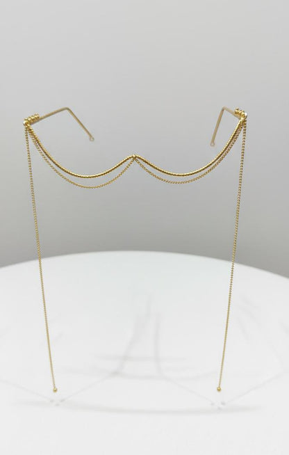 Dainty Gold Chain Facelet – Multi-Strand Nose Bridge & Temple Face Chain