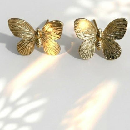 Dainty Gold Butterfly Stud Earrings – Minimalist Nature-Inspired Gold Studs for Her