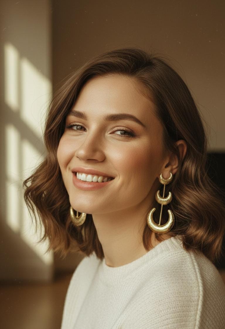 Gold-Plated Crescent Moon Earrings | Textured Hammered Finish