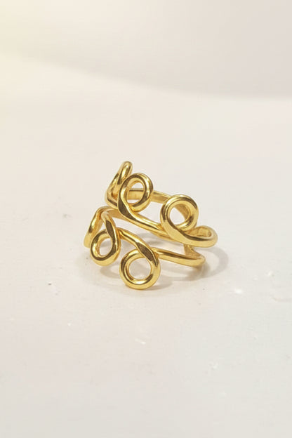 Gold Swirl Statement Ring • Abstract Wire Loop Ring • Minimalist Gold Band