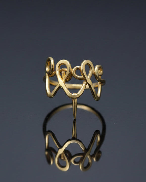 Gold Plated Abstract Wavy Ring • Modern Minimalist Zig Zag