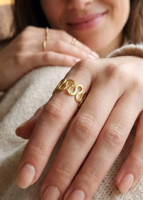 Hammered Serpentine Brass Ring